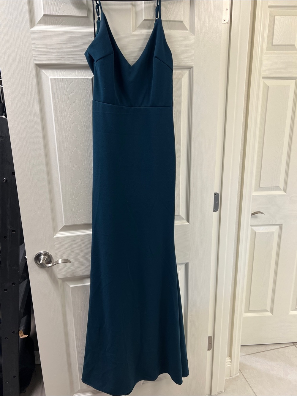 Lulu's Teal V-Neck Spaghetti Strap Maxi Dress